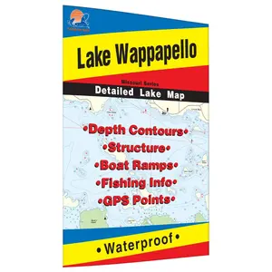 Lake Wappapello Fishing Map - Detailed Map with Waterproof Features, Includes Depth Contours, Structure, Boat Ramps, Fishing Info & GPS Points