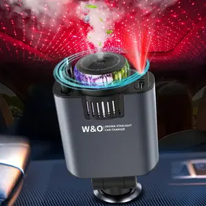 2025 New Multifunctional Car Charger Perfume Diffuser, with Starry Sky Ceiling Light - 3 Perfumes, 4-in-1 Retractable Car Charger, Easy to Use, Dual 80cm / 32inch Retractable Cables, Starry Sky Ceiling Light - 3 Perfumes