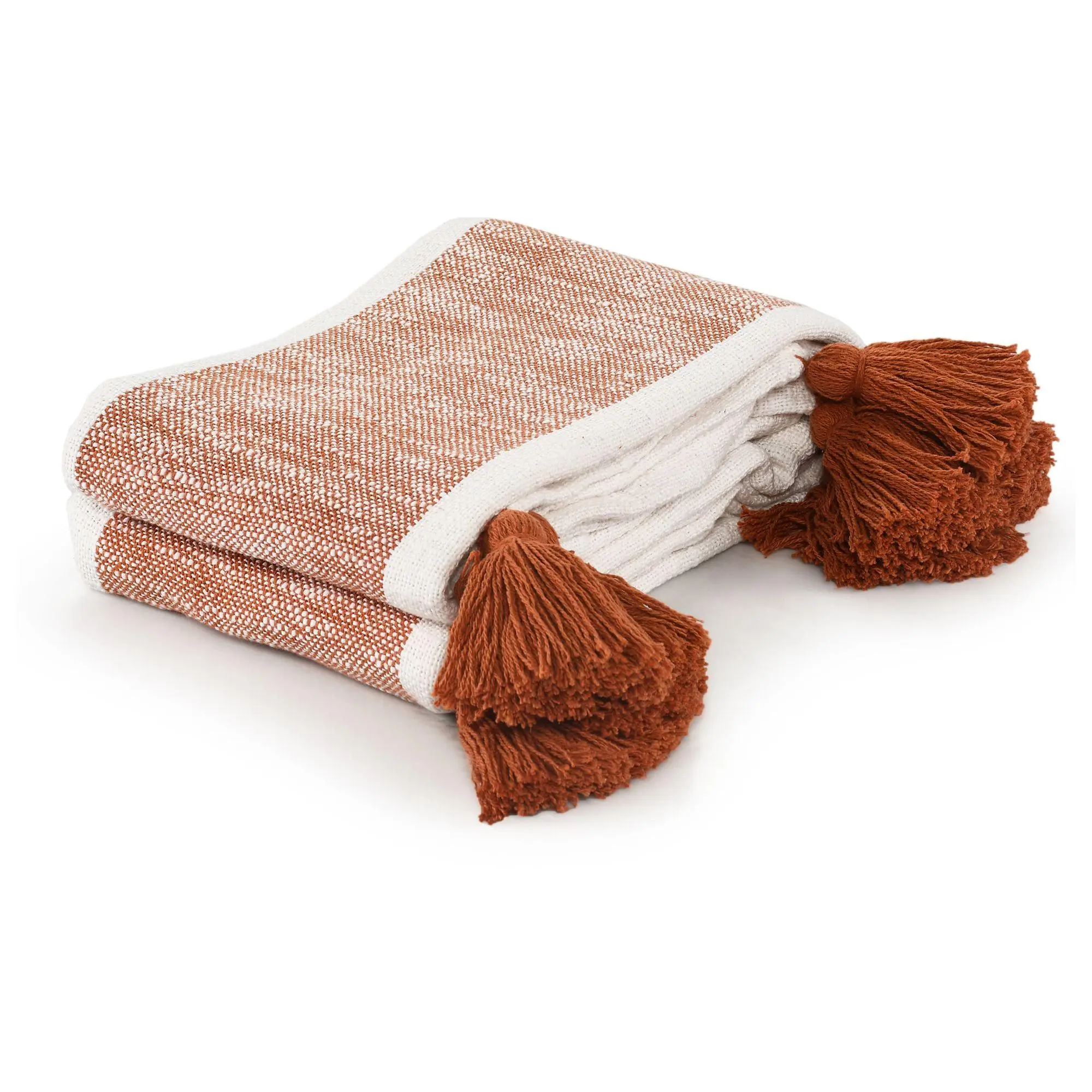 Ox Bay Striped Woven Cotton Tassels Throw Blank et Ox Bay Striped Woven Cotton Tassels Throw Blank et