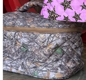 Quilted Puffer Makeup Bag with Handle | Lightweight Travel Cosmetic Cas