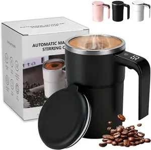 Electric Self-stirring Coffee Mug Magnetic Stirring Cup Rechargeable Automatic Mixing Cup w/LCD Thermometer for Milk Cocoa at Office Kitchen Travel