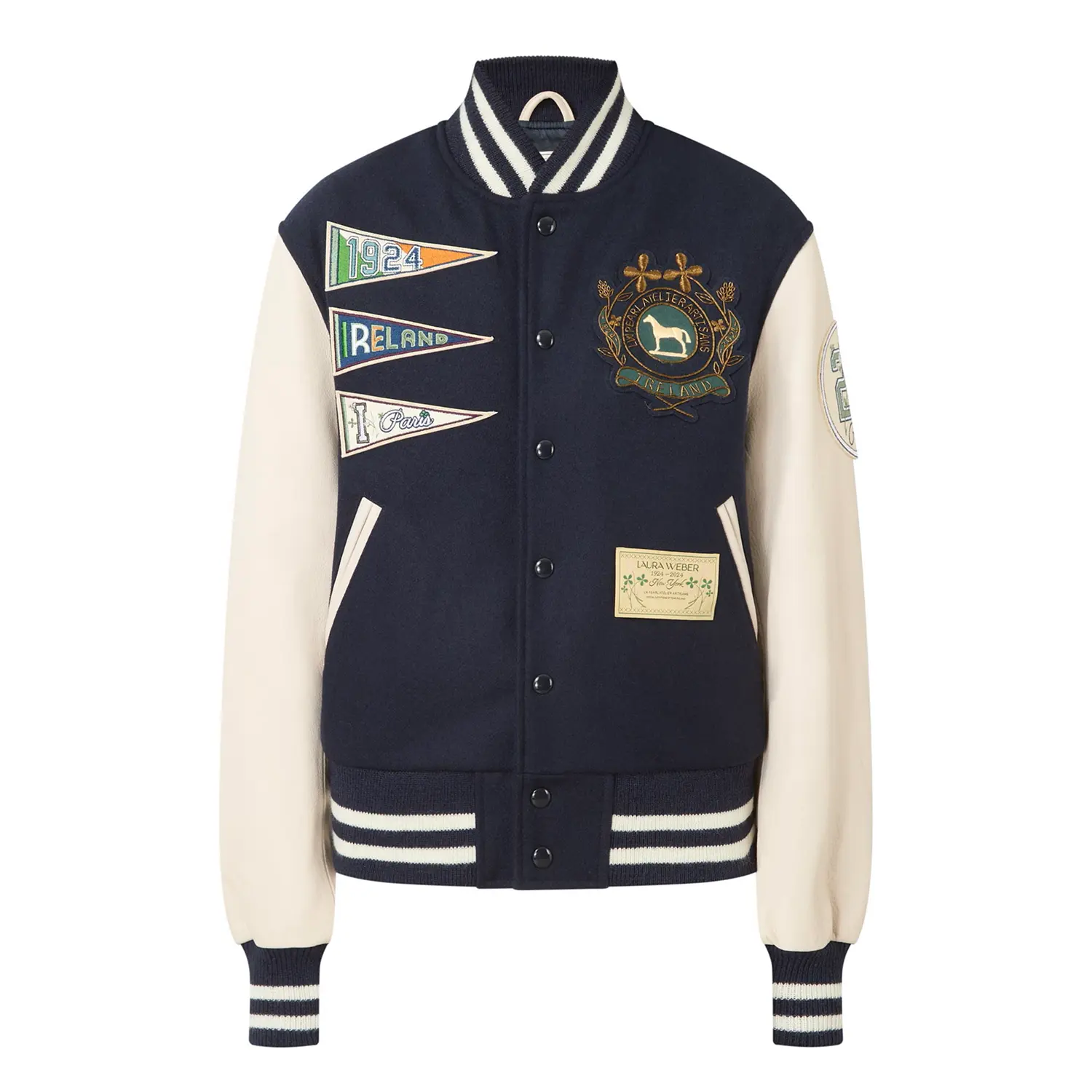 LW Pearl Logo Flag Embroidered Bomber Jacket