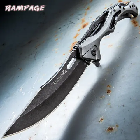 Rampage Tailwind Ball Bearing EDC Folding Pocket Knife - 3.5" Upswept Stainless Steel Blade, 3.10oz Lightweight Aluminum Handle, Low-Glare Gunmetal Grey Finish, Ball Bearing Opening System, Pocket Clip, Portable EDC Knives Gear