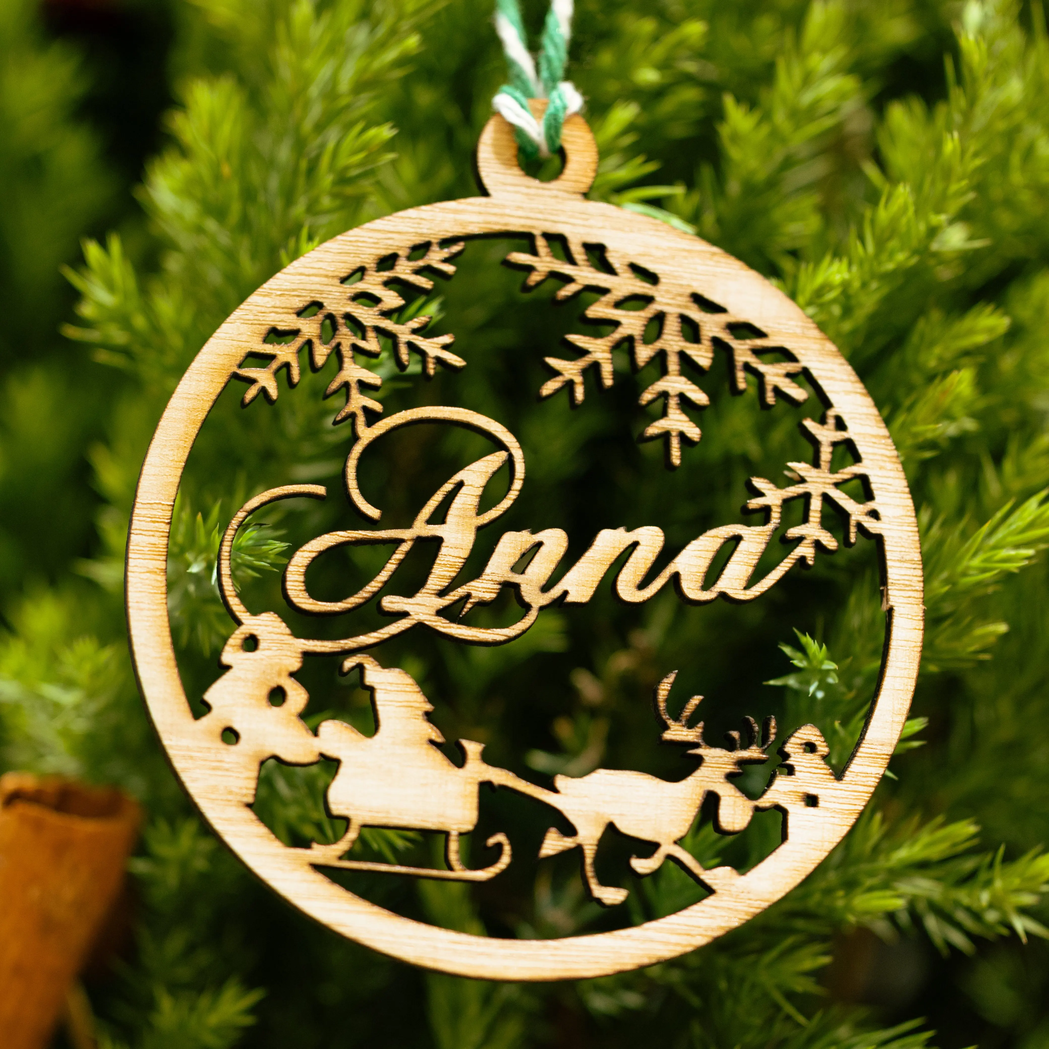 Personalized Wooden Christmas Ornament Custom Name Ornaments Rustic Tree Hangings Gift Tags 2025 Plywood 8cm Diameter 2mm Thickness Customizable Decor