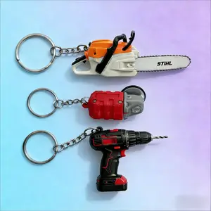 Portable Chainsaw Keychain Model, Mini Hand Drill Keychain, Plastic Craft, Suitable for Bag Straps, Car Decoration, Hanging Decorations, Gifts