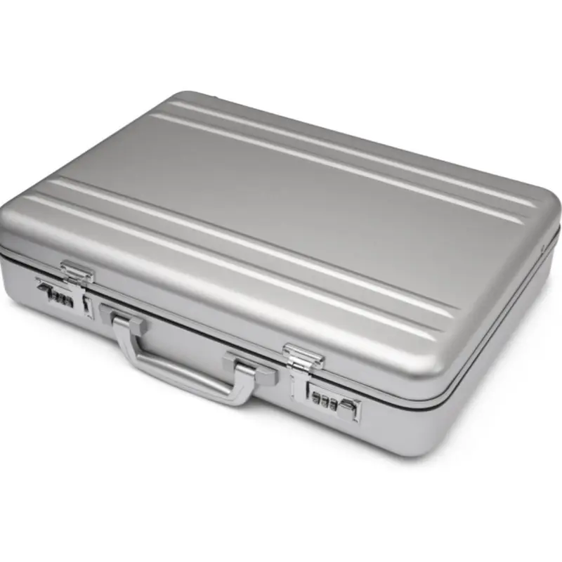 Men's Solid Rectangular Aluminum Watch Briefcase - Invicta Model IPM547X-SIL, Silver, 18-Slot, Storage Organizer with Handle & Multiple Slats