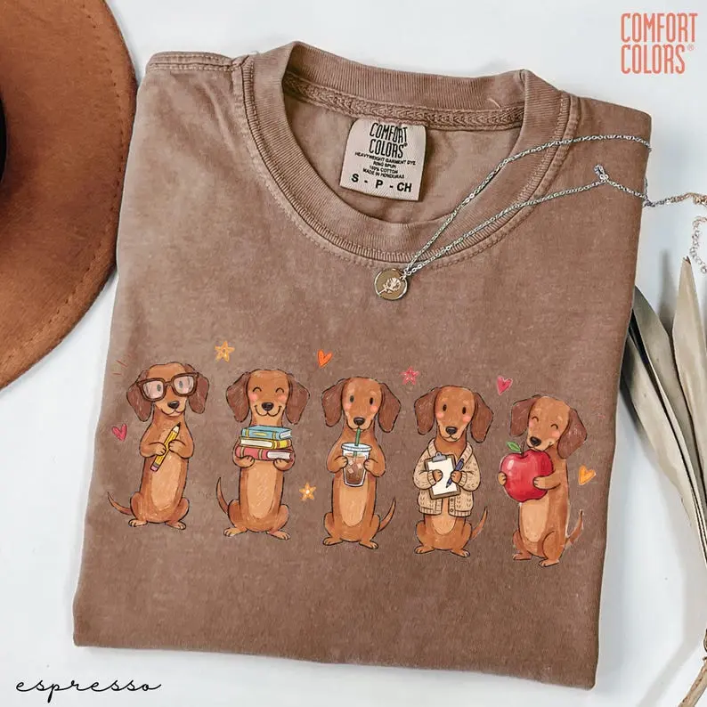 Comfort Colors Dachshund Teacher Shirt Doxie Teacher Tee Wiener Dog School Graphic Back To School Teacher