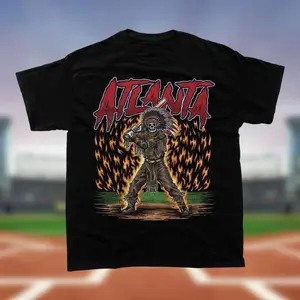 [SALE UP TO 51%] Atlanta Baseball Vintage Graphic T Shirt, Atlanta Skeleton Baseball Sweatshirt, Hoodie - Bootleg Retro Atlanta Graphic Merch For Fans
