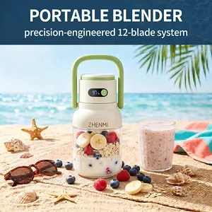 ZHENMI J15 Portable Blender, 33oz Twist & Go Cordless Water Bottle – Personal Smoothie & Ice Crush, Auto-Stop, Leakproof BPA-Free, USB Rechargeable for Shakes & Frozen Drinks – Ideal Gift for Holiday & Birthday, Summer Vibes