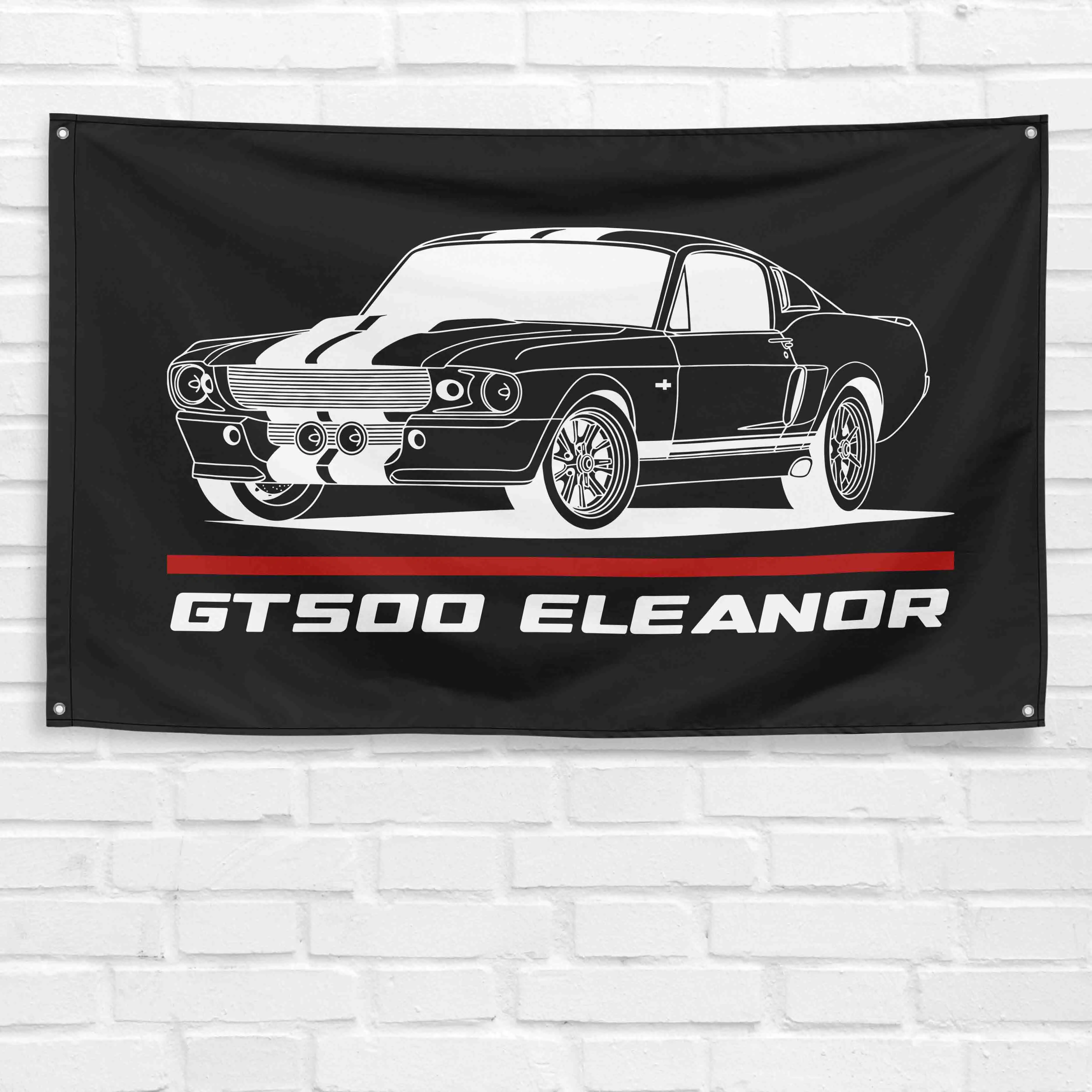 3 x 5 ft Lightweight Polyester 1967 Mustang Shelby GT500 Eleanor Fastback Hangable Car Banner, Grommeted High-Res Print, Bold Colors, Durable Decorative Indoor Wall Decor with Left-Side Sleeve for Garage, Birthday Party Backdrop