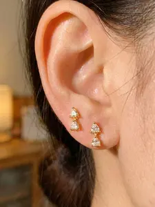 Elegant Arrow Heart Zircon Earrings, Gold Plated Copper, Unique Design for Women, All Seasons Wear, Perfect Gift for Friends and Loved Ones