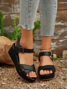 Women's Fashionable Solid Color Platform Sandals, Casual Comfortable Wedge  Sandals for Daily Wear, Trendy All-match Sandals for Women & Girls