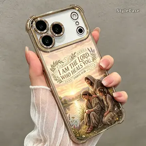 Faith Jesus Protective Phone Case iPhone 17–11 Series, “Cast All Anxiety on Him” Scripture Collage Religious Aesthetic Cover DDSJ260627009