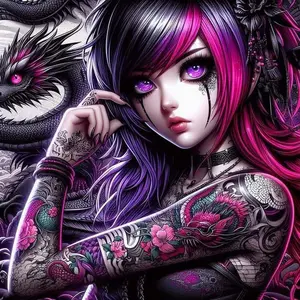 5D DIY Full Drill Round Diamond Painting - Diamond Art Drawing Kit Dragon, Flower, Tattoo Mosaic, Canvas - DIY Decorative Painting, Home Wall Decor, Suitable for Halloween and Christmas, Birthday and Anniversary Gifts