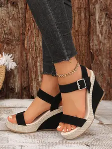 Women's Thick Sole Wedge Sandals, Slip-On Casual Shoes for Women, Comfortable & Stylish Footwear for Daily Wear