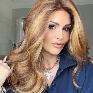 IMstyle Samie Golden Blossom with Highlight Natural Wavy Low Density 13*4 Glueless Lace Front Wig Free Parting Syntehtic Wig for Daily Wear