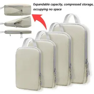 4-Piece Travel Storage Bags Compression Packing Cubes Set, Durable Reusable Design, RFID Blocking, Classic Style, Ideal for Luggage Organization