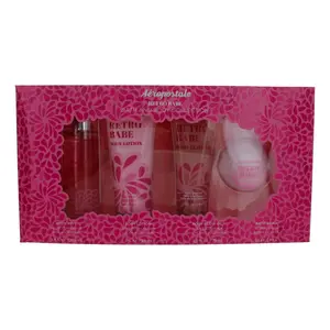 Aeropostale Retro Babe 4 Piece Body Care Gift Set - Includes Body Mist, Lotion, Glow Oil, and Bath Bomb