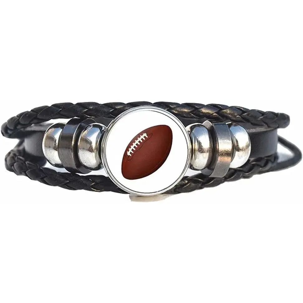 Sports Bracelet - 7 Sports Gifts Basketball Soccer Softball  Football Volleyball Tennis Billiards Adjustable Braided Bracelets For  And  Black Pack Of 1