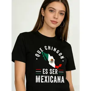 100% Cotton Mexican Pride Flag Mexicano Mexico Chingon Mujer Women Slang T-Shirt