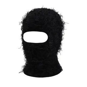 Distressed Knitted Full Face Ski Mask - Winter Windproof Neck Warmer for Men & Women - Stylish Distress Beanie for Cold Weather Adventures