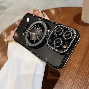 Luxurious Mobile Phone Cases For Ladies. Electroplated Glitter Magnetic Bracket Suitable For 17 Mobile Phone Case Iphone14 Shiny Niche High-end 11 12 13 14 15