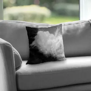 360 Stand Black & White Dark Monochrome Clouds Poly Twill Throw Pillow, 14x14 in, Bedroom & Living Room Decor, Black And White, Decorative Standard Pillows