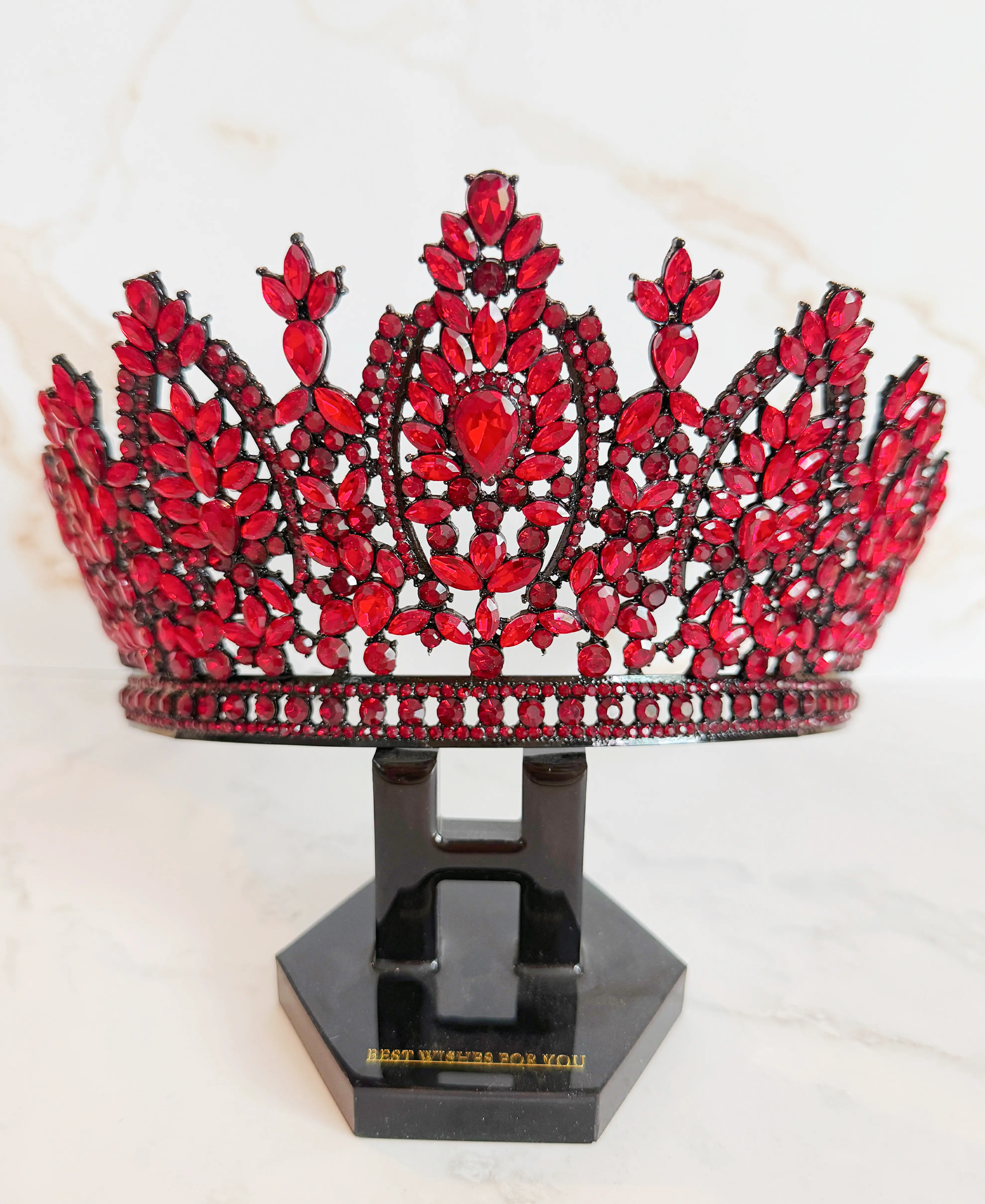 Gothic Red Crystal Metal Bling Hair Crown - Black Regal Hair Accessory, Cosplay Halloween Costume Headpiece, Gothic Fashion Jewelry, Tiaras, Bling Hair Crowns & Tiaras