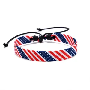 TikTok Viral 4th of July American Flag Fabric Bracelet - 5Pcs Adjustable Patriotic Woven Bracelet for Independence Day bracelet