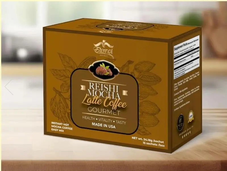 Eternal Reishi Mocha Latte Coffee Gourmet Mushroom Coffee Natural Beverage Organic Flavor Taffy de ganoderma (Pack of 2) Coffee Gifts
