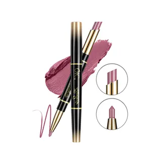 2-in-1 lipstick and lip liner, including a waterproof lip liner and a moisturizing matte lipstick, providing all-day wear, creating a refined lip shape and smudge-proof effect.