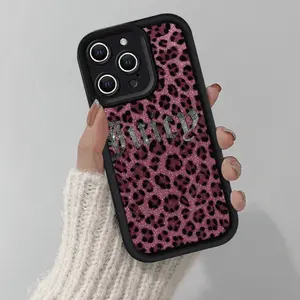 Juicy Letter Glitter Leopard Phone Case Cover, Smartphone, Casing, Accessories, Protection, Cellphone for iPhone Models 17air 16e 15 14 13mini 12mini 11 Pro Max, Cute Style Shockproof Durable Protective Design for Students and Trendsetters