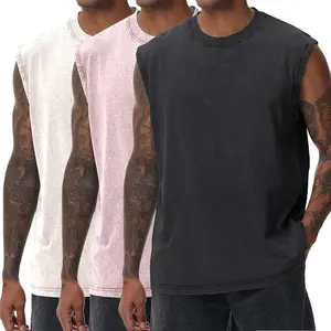 1/3 Pack Men's Tank Tops Workout Sleeveless Shirts Cotton Acid Wash Tees Loose Gym Muscle Shirts