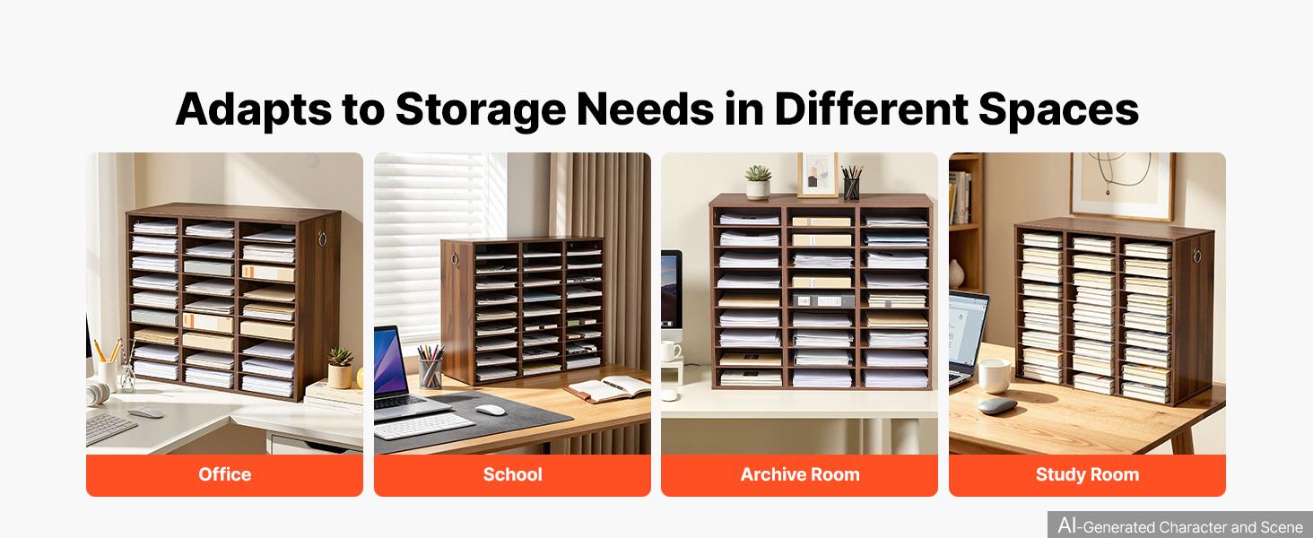 VEVOR Wood Literature Organizer 27 Compartments Office Mailboxes Brown, Countertop Literature Sorter for Files Documents Papers, with Adjustable Shelves, for Office, Home, Classroom Organization VEVOR Wood Literature Organizer 27 Compartments Office Mailboxes Brown, Countertop Literature Sorter for Files Documents Papers, with Adjustable Shelves, for Office, Home, Classroom Organization