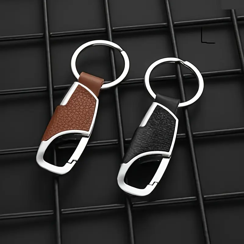 Durable Leather Car Keychain, Metal Alloy Copper Hook Holder, Fits Honda Toyota Mazda Nissan Bmw Mercedes, Fashionable Auto Accessory, Keychain For Car Keys, Keyrings, Car Key Chains