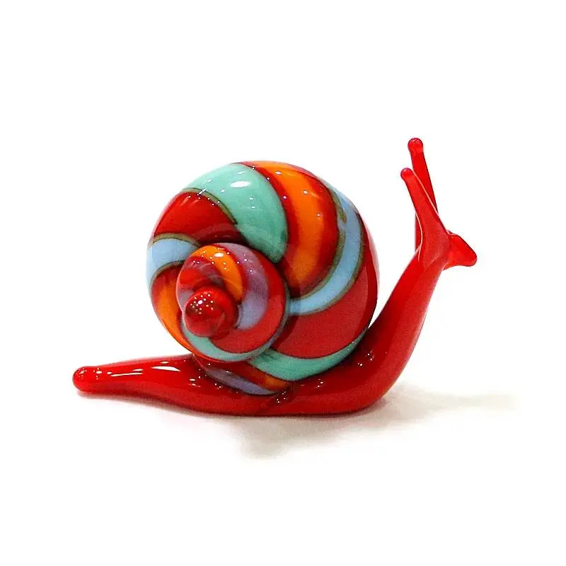 Handmade Murano Glass Snail Miniature Figurines - Multicolor, About 5cm, Cute Snail Theme, Modern Safe for Adults and Children Home Garden Decor Craft Ornaments Gifts, Animal