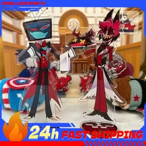 2pcs Hazbin Anime Peripherals Alastor Waiter Figure Acrylic Stand Vox Tailcoat Figure Acrylic Stand Collectible Re-ceration Toys