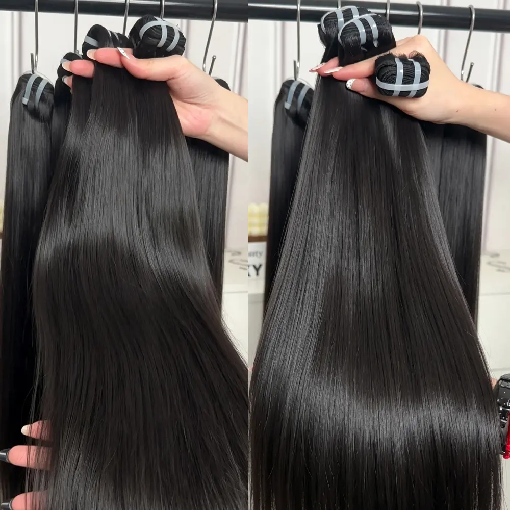 JOPEAR 14A Bone Straight Vietnamese Raw Hair 100% Human Hair 12-24 Inch Real Remy Weave Hair 1/3 Pcs 100% Unprocessed Double Weft Raw Hair Bundles Extensions Dyeable.