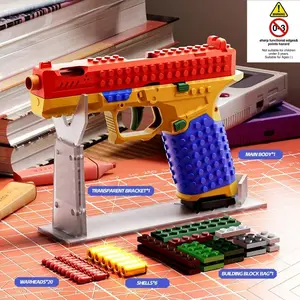 DIY Block Shell Ejector Sig17, Realistic Soft Bullet Launcher, Compatible with Block Assembly, Educational Toy, Holiday Gift, Kids' Toy, Desktop Decor