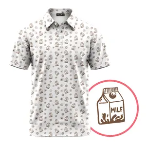 [SHIP FROM US] Milk and Cookies Golf Polo Shirt – Cute Snack Pattern Polo, Funny Casual Golf Shirt for Men, Cozy Outfit