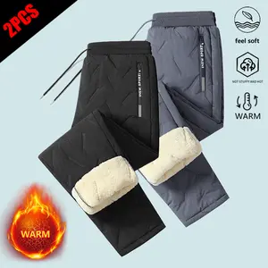 Men's Regular Fit Solid Color Drawstring Waist Warm Lined Joggers Casual Zippered Pockets Fleece Lined Lightweight Sports Trousers Winter Style Menswear