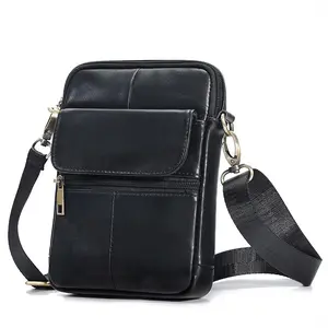 1pc Men Retro Crossbody Bag, new arrival cowhide shoulder pouch, compact mini messenger design, casual vintage styling, dedicated phone storage space, sleek minimalist silhouette, versatile daily carry accessory for outdoor leisure,