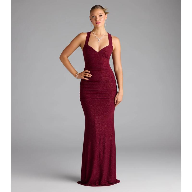 Tatiana Lace-Up Mermaid Glitter Formal Dress