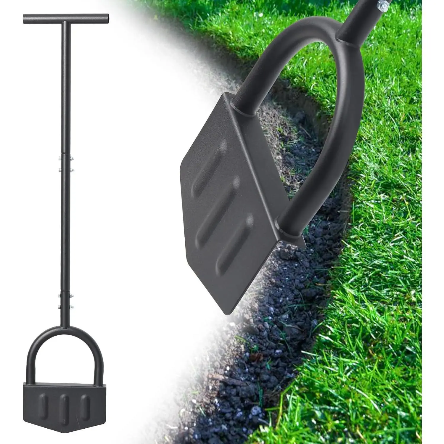 Heavy-Duty Manual Grass Edger Tool - 39 Inch Half Moon Lawn Edger with ...