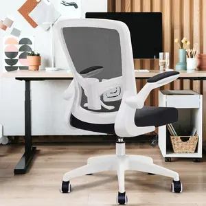 Office Chair, Ergonomic Desk Chair with Adjustable Height and Lumbar Support Swivel Lumbar Support Desk Computer Chair with Flip up Armrests for Conference Room (Black)