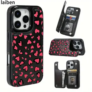 Heart Pattern Wallet Phone Case for iPhone 17/16/15/14/13/12 Pro Max/Pro/Plus/Air – PU Leather Card Holder Durable Protective Shockproof