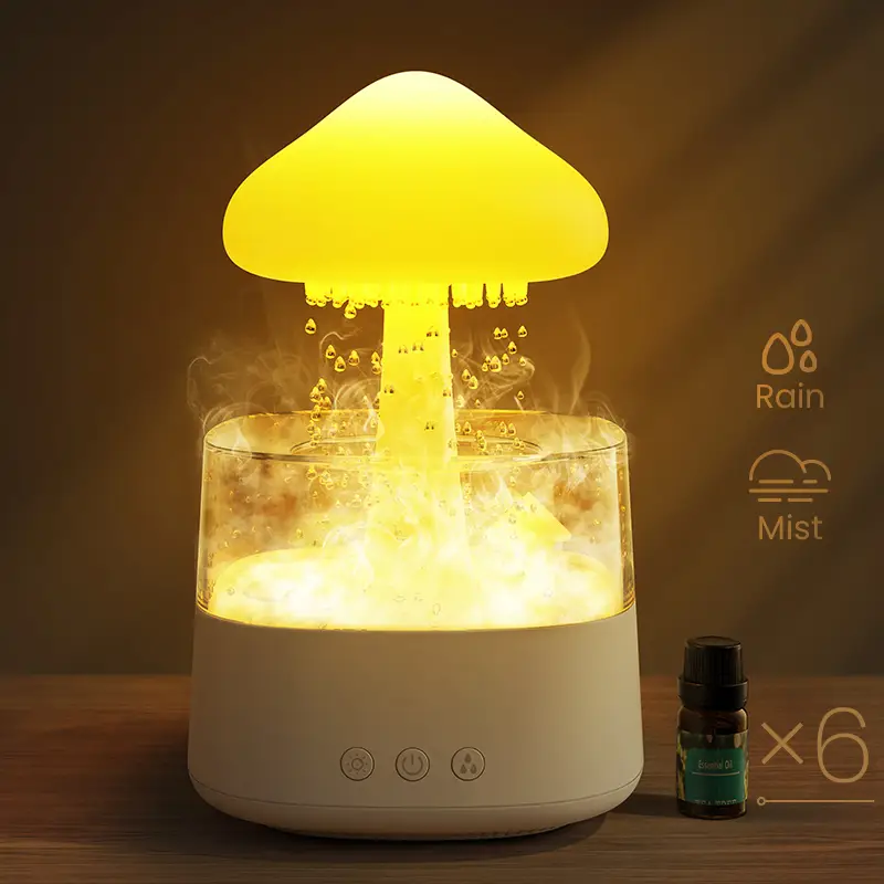 Jack & Rose 450ML Mushroom Rain Colorful Night Light,Aroma Diffuser Humidifier,USB Powered Mist Maker Machine,Air Purifier For Home Christmas Gift aro
