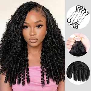 Ishow Burmese Curly Crochet Human Hair For Mircale Knots 50G/Bundle Feather Burmese Deep Curly Human Hair For Boho Braids 4 to 5 Bundles to Make a Full Head Recommend Feather Crochet Hair #Summervibes