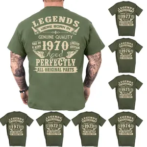 Custom Vintage Birthday Gift Shirt for Men - Legends Were Born in 1965- 1980 - Dad's 65th - 80th Birthday Gift Cotton Fabric Menswear Top Classic Sweatshirt