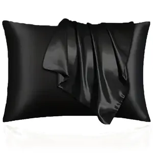 2Pcs or 4 Pcs Satin Pillowcase Set with Envelope Closure, Pure Black Color, Cooling Similar to Silk Pillow Cases, Silky Satin Bedding, Perfect Bedroom Accessories, Luxurious Sleep Aid, Holiday Gift, Pillow Cover for Women Men